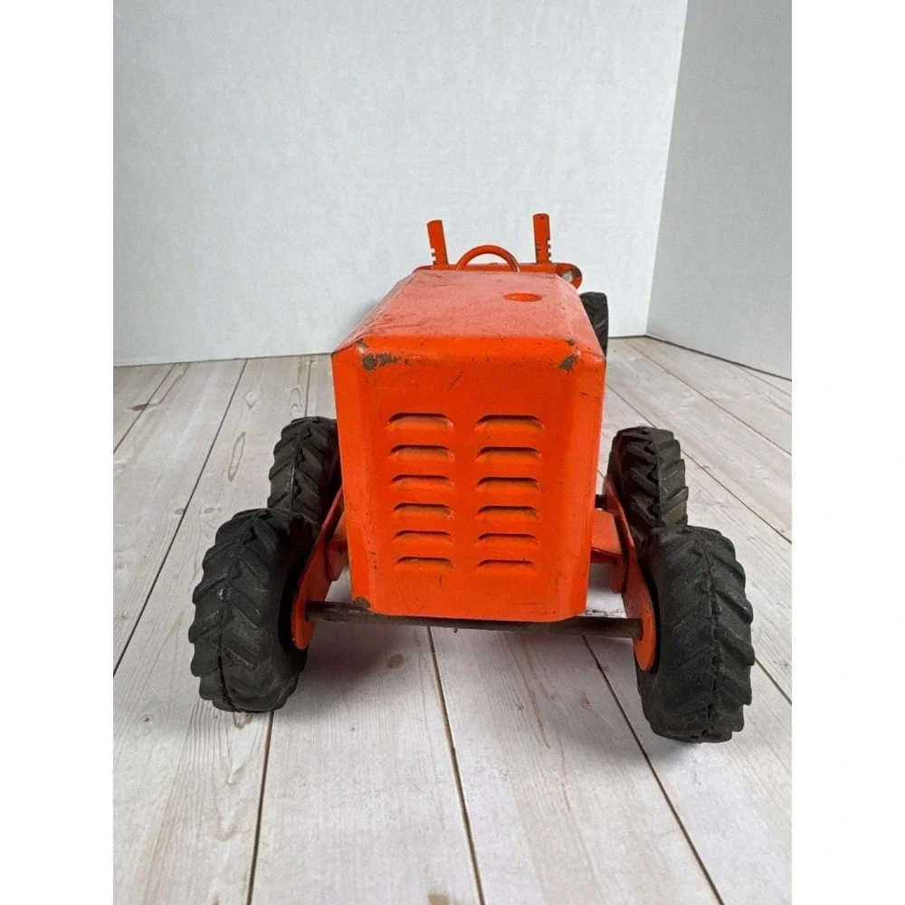 Vintage 1950s Ny-Lint Toys Pressed Steel Road Grader Orange 19 inch Construction